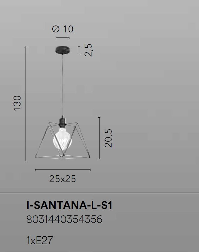 Sospensione metallo poligonale nero opaco due misure 1XE27 non incl. SANTANA Sospensione metallo poligonale nero opaco due misure 1XE27 non incl. SANTANA